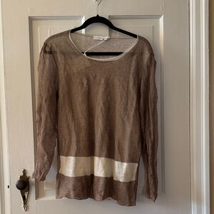 Fabiana Filippi linen blend semi sheer sleeve crewneck